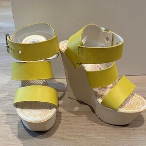 Steve Madden Yellow Strappy Wedges